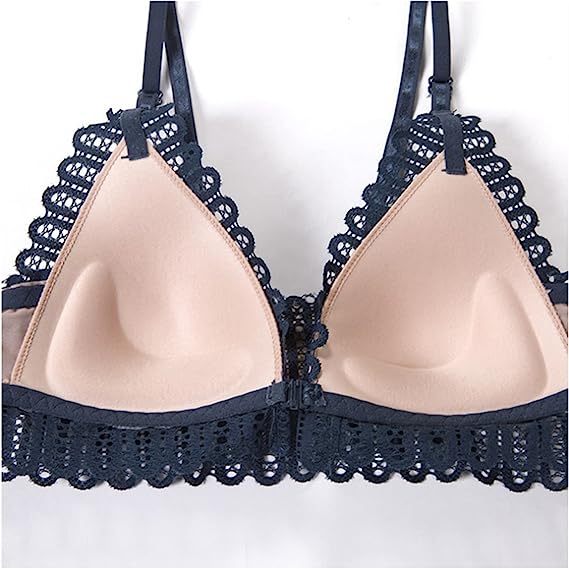 French Triangle Cup Bras For Women Push Up Small Breast Front Closure Bralette Lingerie Wireless Everyday Bra